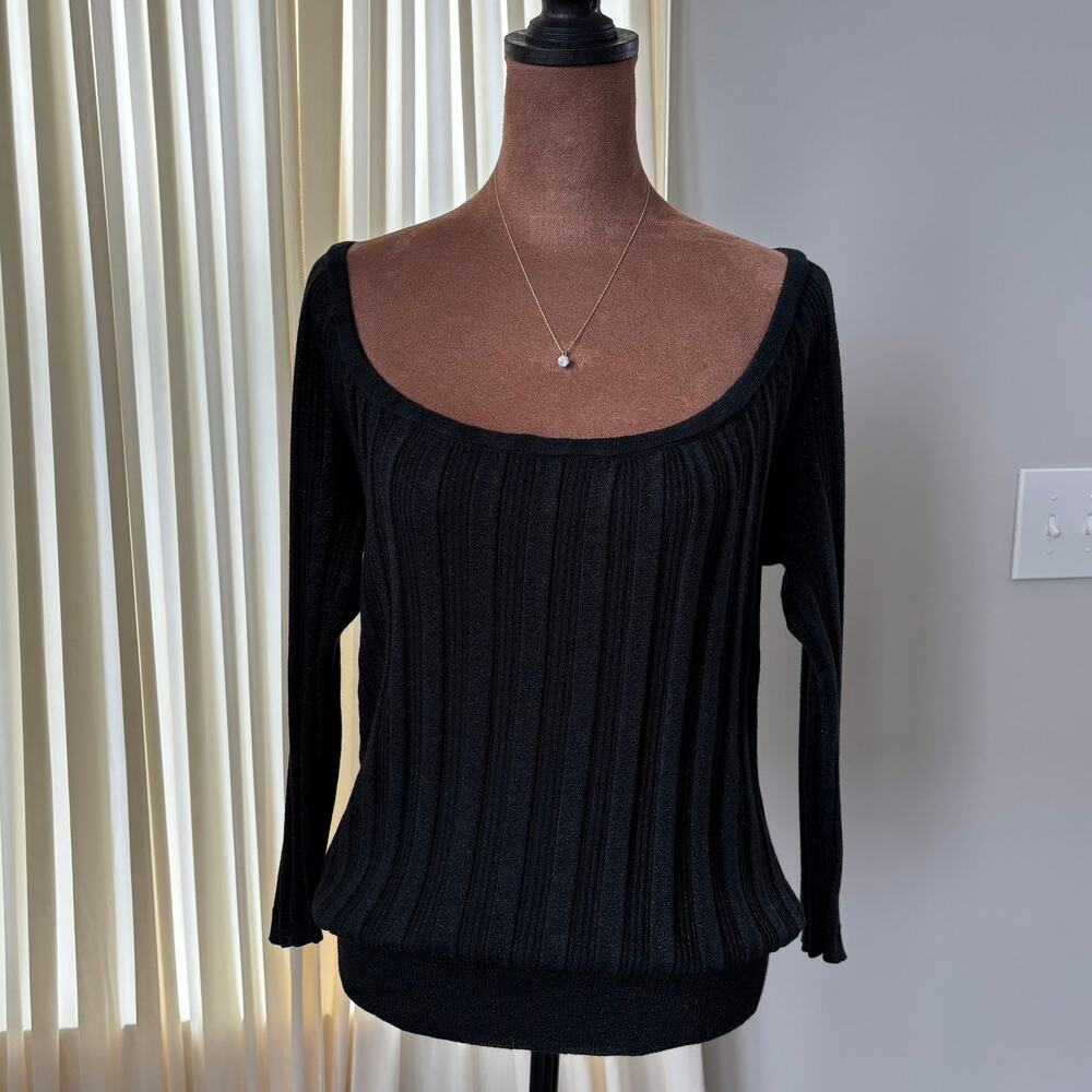 Y2K Vintage 2006 The Limited Silk Cashmere Sweater Ribbed Sparkly Top Medium